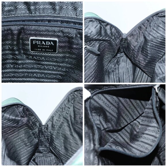 PRADA Hand Bag Nylon Khaki Silver Auth - Picture 15 of 16